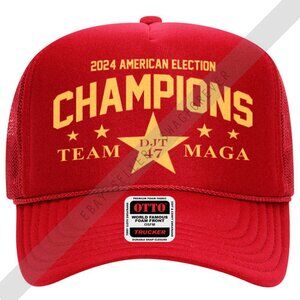 Trump Team Maga Election Champions Custom Mash Up Logo Foam Trucker Hat Red